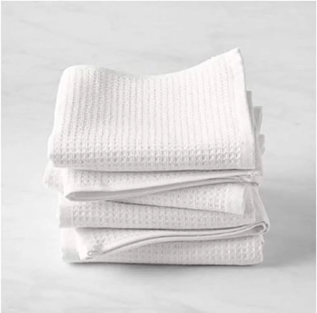 Towland Waffle Weave Fingertip Towel Sets, Size 11""x18"", 100% Natural Cotton, Quick Dry Soft Luxurious Highly Absorbent, Small Face Towel No Lint Fade Resistant (White, 2)