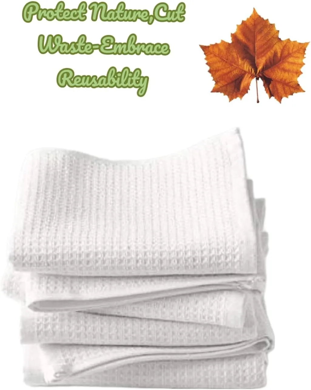 Towland Waffle Weave Fingertip Towel Sets, Size 11""x18"", 100% Natural Cotton, Quick Dry Soft Luxurious Highly Absorbent, Small Face Towel No Lint Fade Resistant (White, 2)