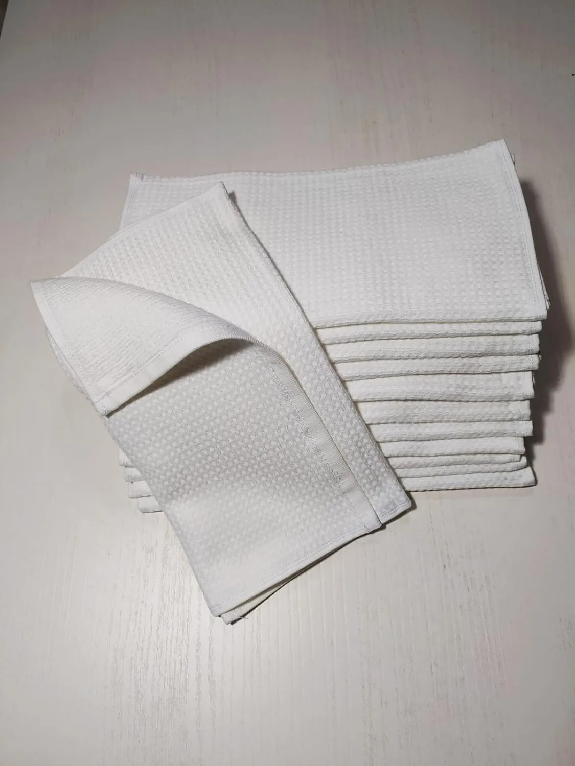 Towland Waffle Weave Fingertip Towel Sets, Size 11""x18"", 100% Natural Cotton, Quick Dry Soft Luxurious Highly Absorbent, Small Face Towel No Lint Fade Resistant (White, 2)