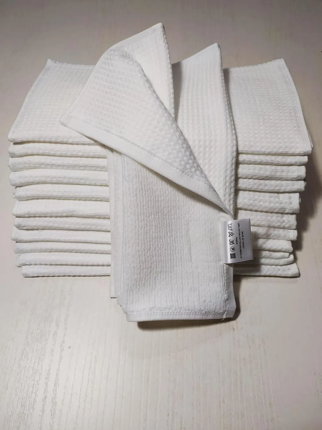 Towland Waffle Weave Fingertip Towel Sets, Size 11""x18"", 100% Natural Cotton, Quick Dry Soft Luxurious Highly Absorbent, Small Face Towel No Lint Fade Resistant (White, 2)