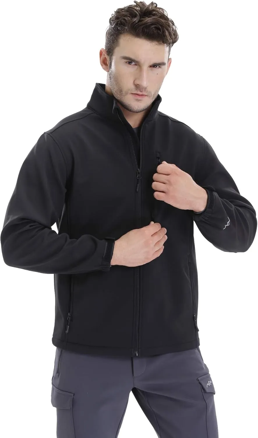TRAILSIDE SUPPLY CO. Men's Softshell Jacket Fleece Lined Windbreaker,Lightweight Water Resistant Winter Coat