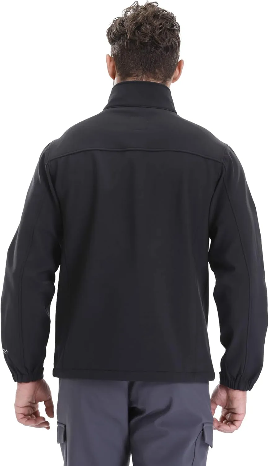 TRAILSIDE SUPPLY CO. Men's Softshell Jacket Fleece Lined Windbreaker,Lightweight Water Resistant Winter Coat