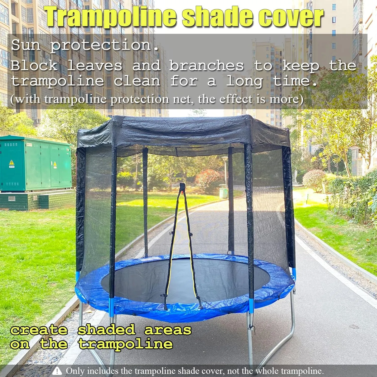 Trampoline Cover,Trampoline Shade Cover for 8ft-14ft Straight Pole Round Trampoline Outdoor Sun Protection Block Leaves,Only Trampoline Top Cover (10FT 8 poles)