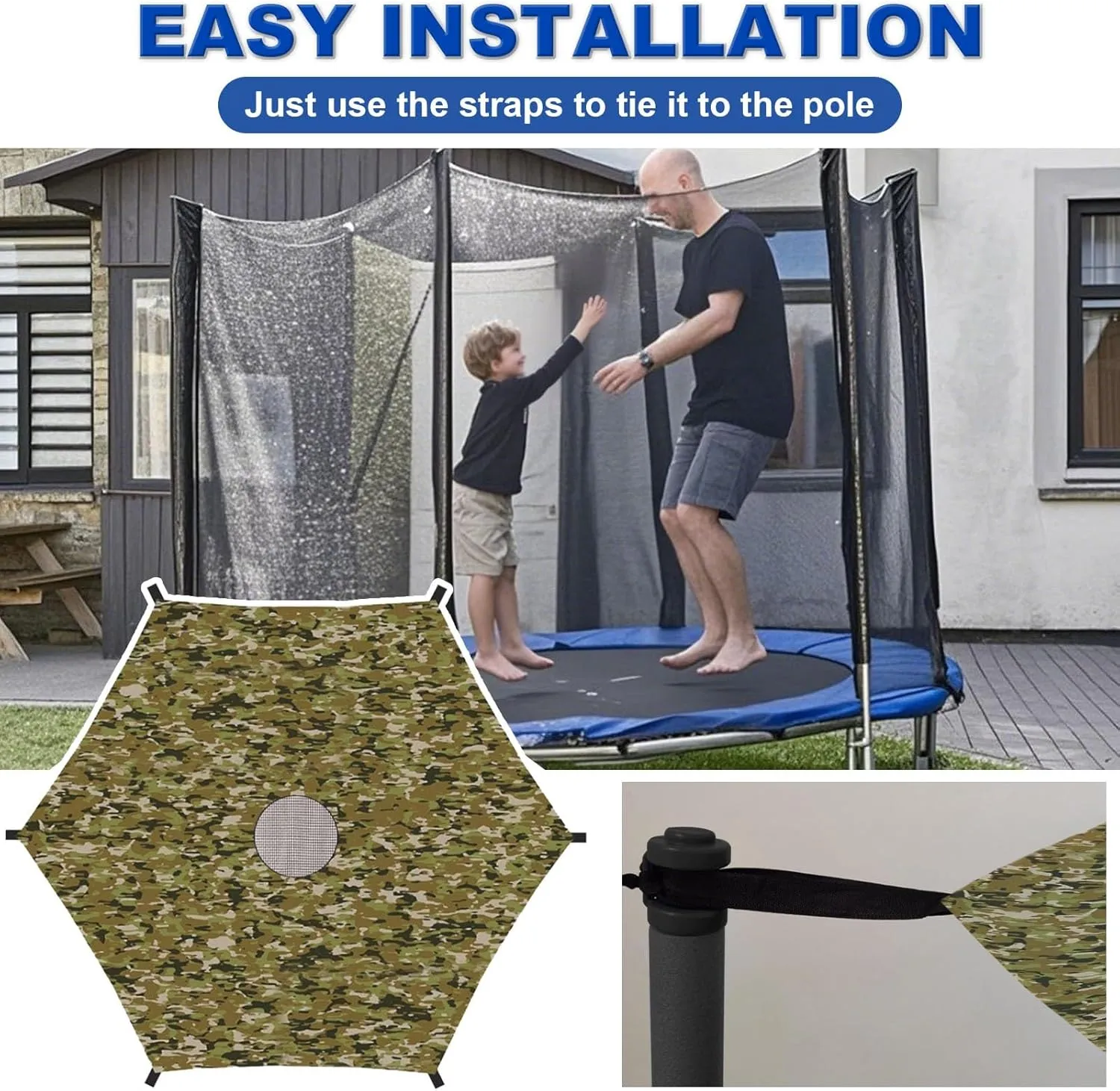 Trampoline Shade Cover, 6ft 8ft 10ft 12ft 14ft 15ft 16ft Sun Protection Trampoline Tent, Outdoor Trampoline Cover, Trampoline Accessories for Outdoor Backyard(8FT-6)