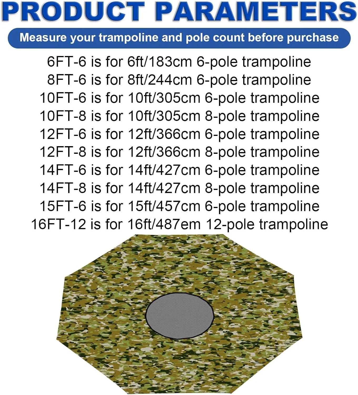 Trampoline Shade Cover, 6ft 8ft 10ft 12ft 14ft 15ft 16ft Sun Protection Trampoline Tent, Outdoor Trampoline Cover, Trampoline Accessories for Outdoor Backyard(8FT-6)
