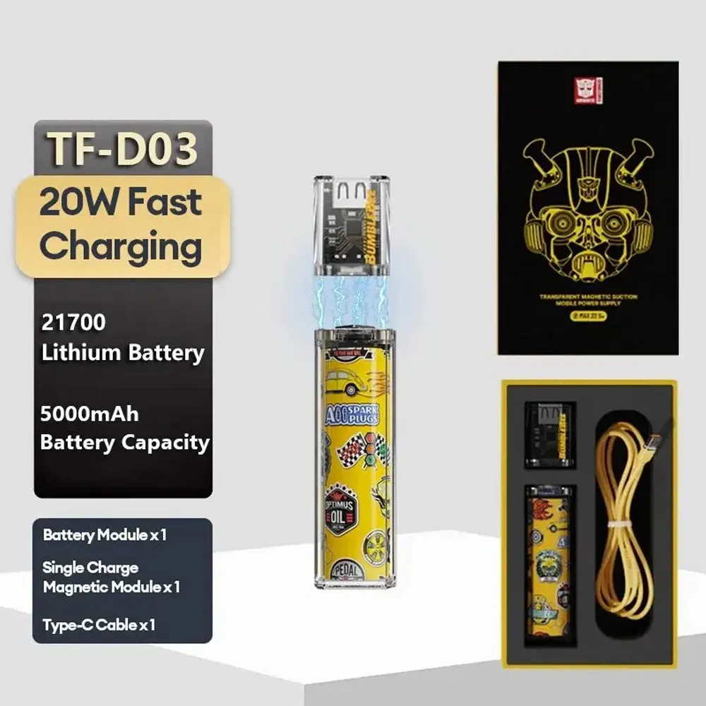 Transformers Detachable Battery Magnetic Power Bank 5000mAh 20W - Yellow