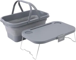 TREKOLOGY 16L Collapsible Picnic Basket with Handles & Lid as Stand Up Table - Foldable, Lightweight, Water-Proof & Leak-Proof - 3-in-1 Rectangle Bucket for Picnics, Camping, Travelling and Road Trips