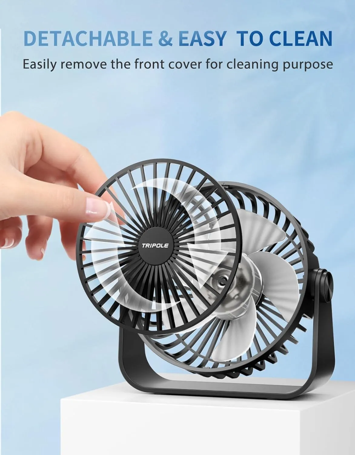 TriPole USB Desk Fan 4.5 Inches Portable Mini Fan Powerful 3 Speeds Wind Personal Desktop Fan with 360° Head Rotation for Home Office Car Indoor Outdoor 2 Pack Black