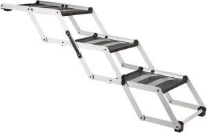 TRIXIE Foldable Aluminum Pet Steps for Dogs Up to 165 Pounds Adjustable from 19.5 to 27.5 Inches
