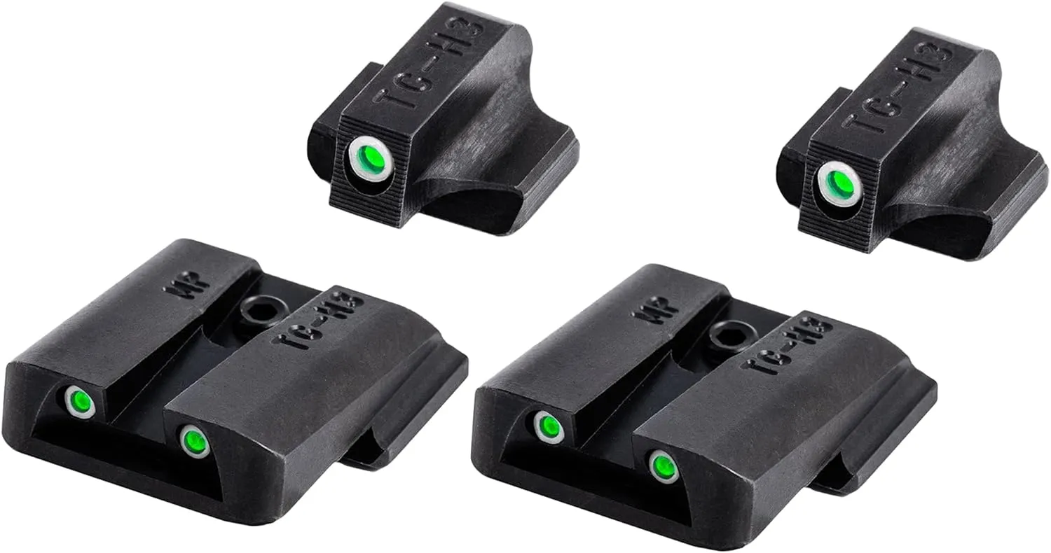TruGlo Tritium Glow in The Dark Compact Pistol Optic with Transitioning Green and White Dot for Smith & Wesson M&P Series Pistols, Black (2 Pack)