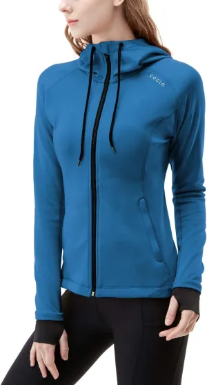 TSLA Women's Full Zip Workout Jackets, Long Sleeve Active Track Running Jacket, Lightweight Yoga Athletic Jacket