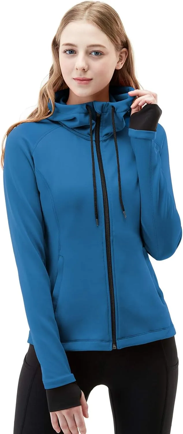 TSLA Women's Full Zip Workout Jackets, Long Sleeve Active Track Running Jacket, Lightweight Yoga Athletic Jacket