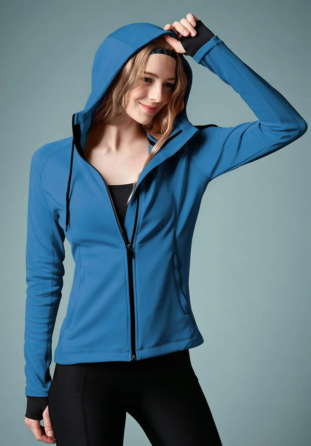 TSLA Women's Full Zip Workout Jackets, Long Sleeve Active Track Running Jacket, Lightweight Yoga Athletic Jacket