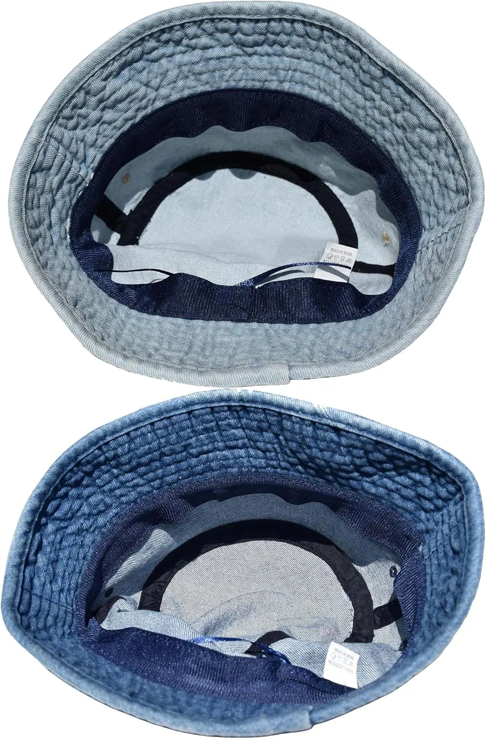 TSSGBL 2 Pack Cotton Denim Bucket Hats Vintage Washed Packable Summer Trendy Beach Travel Sun Caps for Women Men