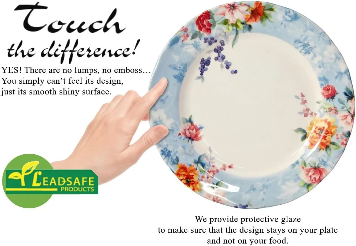 Tudor Royal 12-Piece Porcelain Round Dinnerware Set, Service for 4, Victoria Blue Design, Blue Floral, Plates Bowls Dishes, Glossy, Premium Quality Tableware, Unique Pattern