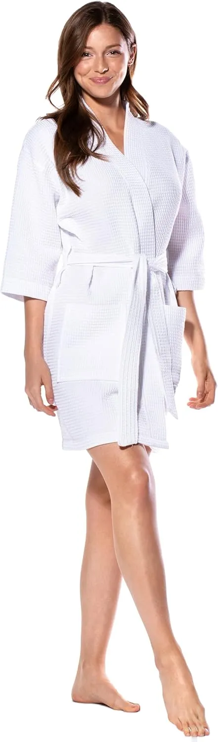 Turquaz Lightweight Short Robes For Women Waffle Kimono Bathrobe - Soft, Fast-Drying, Long-Lasting Cotton Blend