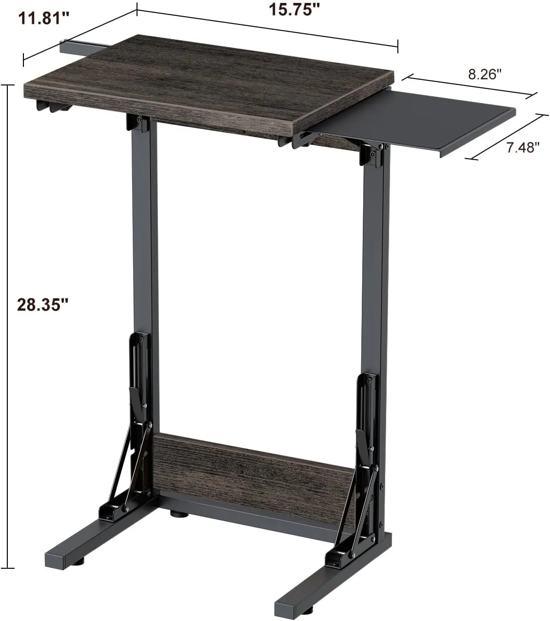TV Tray Table for Dinner, Foldable Laptop Table with Mouse Tray for Work, C Shaped End Table for Couch, Sofa Side Desk for Living Room, Bedroom, Gray