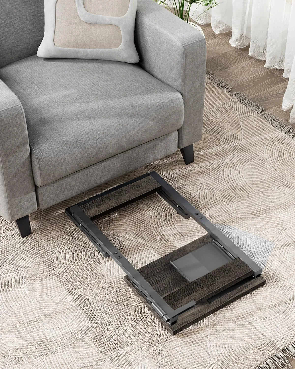 TV Tray Table for Dinner, Foldable Laptop Table with Mouse Tray for Work, C Shaped End Table for Couch, Sofa Side Desk for Living Room, Bedroom, Gray
