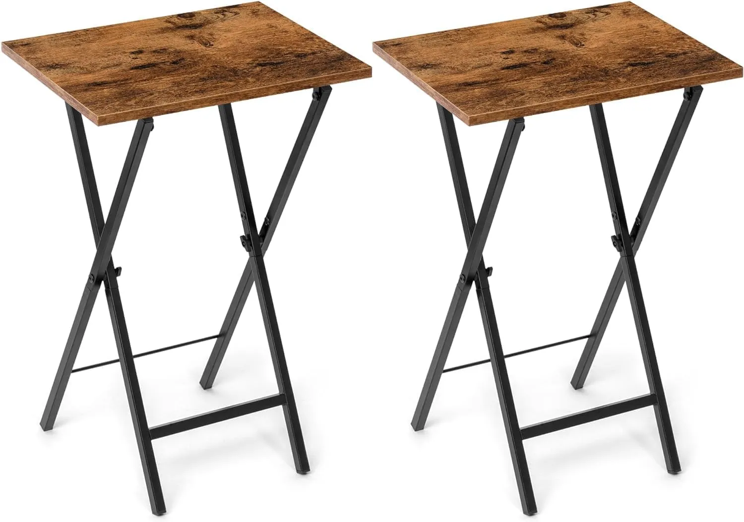 Tv Trays Set of 2, Foldable Table, Small Table for Living Room, Rustic Brown