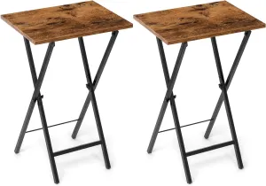 Tv Trays Set of 2, Foldable Table, Small Table for Living Room, Rustic Brown