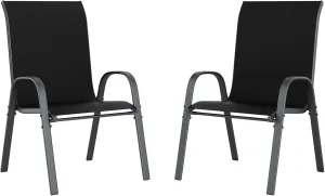 UDPATIO Patio Chairs Set of 2, Stackable Outdoor Dining Chairs for All Weather, Outdoor Furniture with Breathable Textilene Fabric, 350LBS Capacity, for Garden, Backyard, Deck (Black)