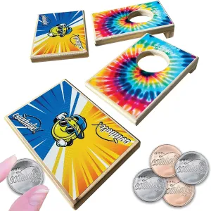 Ultimate Party Pack Tie-Dye Edition | Pocket Mini Game Set Plus 12 Coin Pack with 2 Table-Saver Coasters