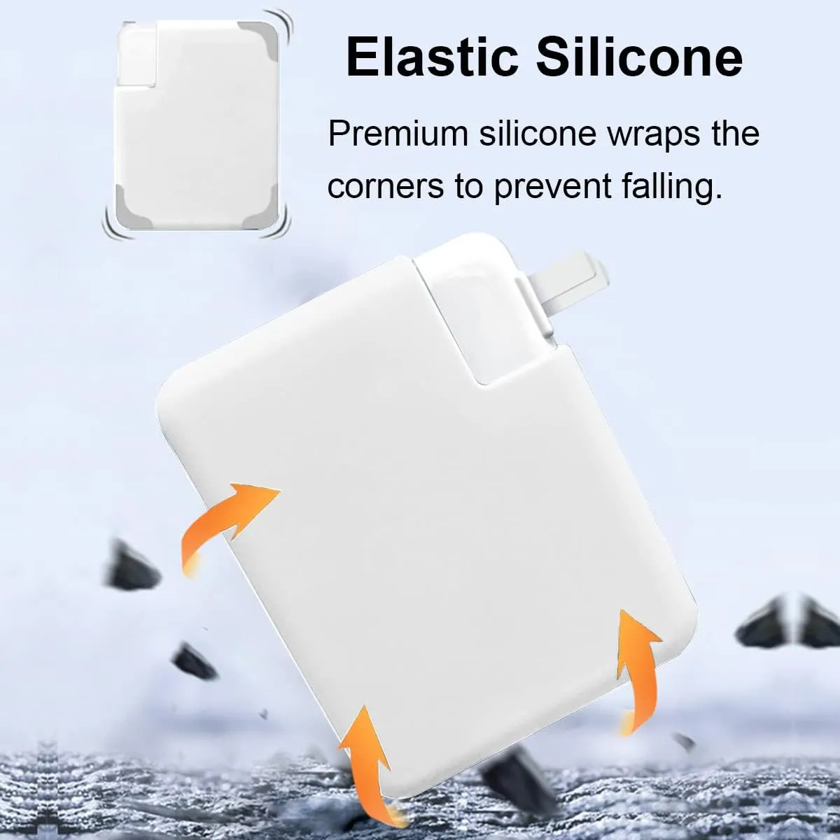 Ultra-Thin Soft Silicone Charger Sleeve Cover for MacBook Pro 14 inch 2024-2021 M3 A2918 A2992 M2 A2779 M1 A2442 Pro 8-core 67W/61W Power Adapter Case for Mac Pro 13 M2 2016-2022, White