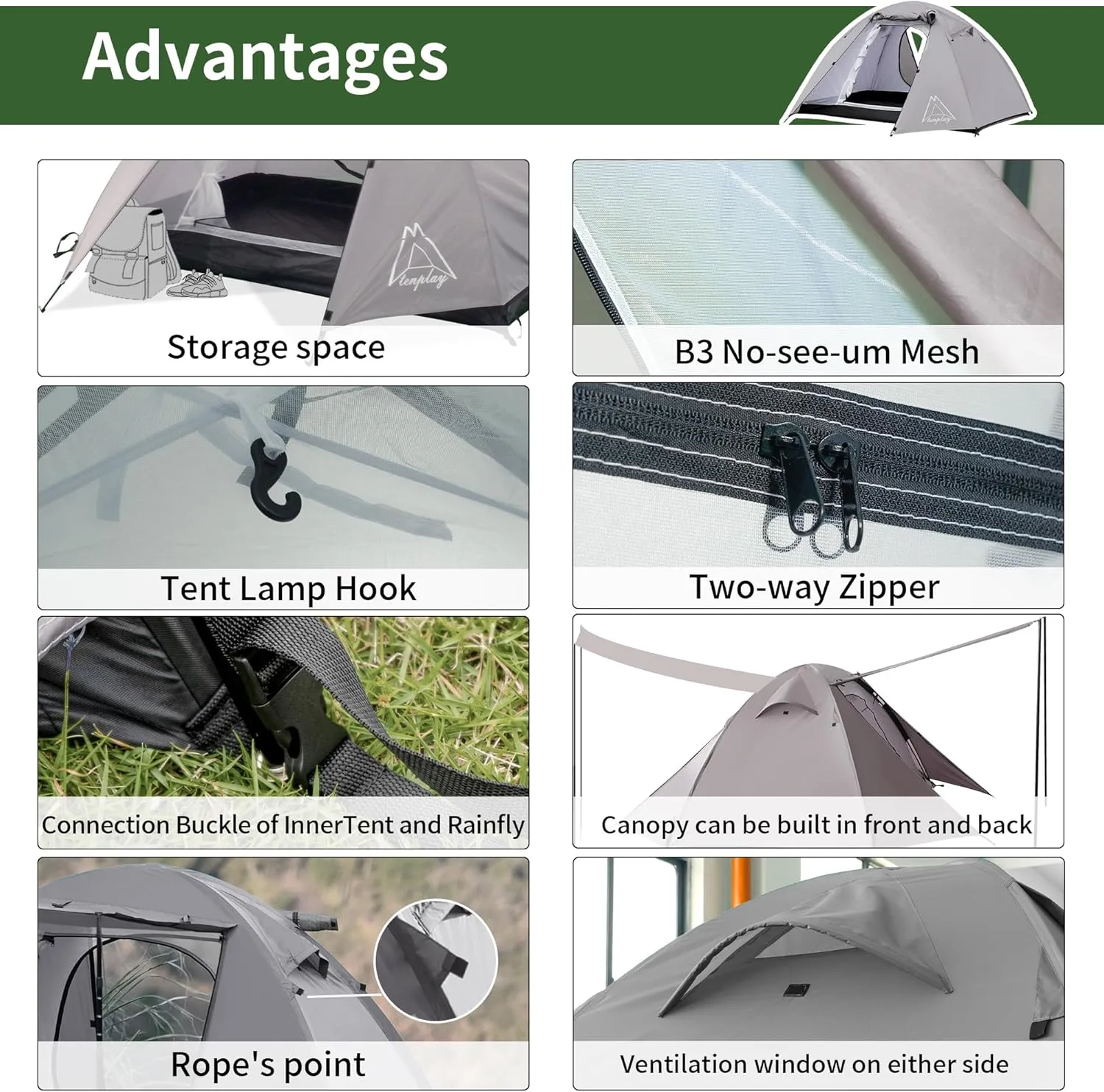 Ultralight Tent, Easy Setup, 1-2 Person Waterproof and Portable Tent for Camping Hiking Outdoor Climbing