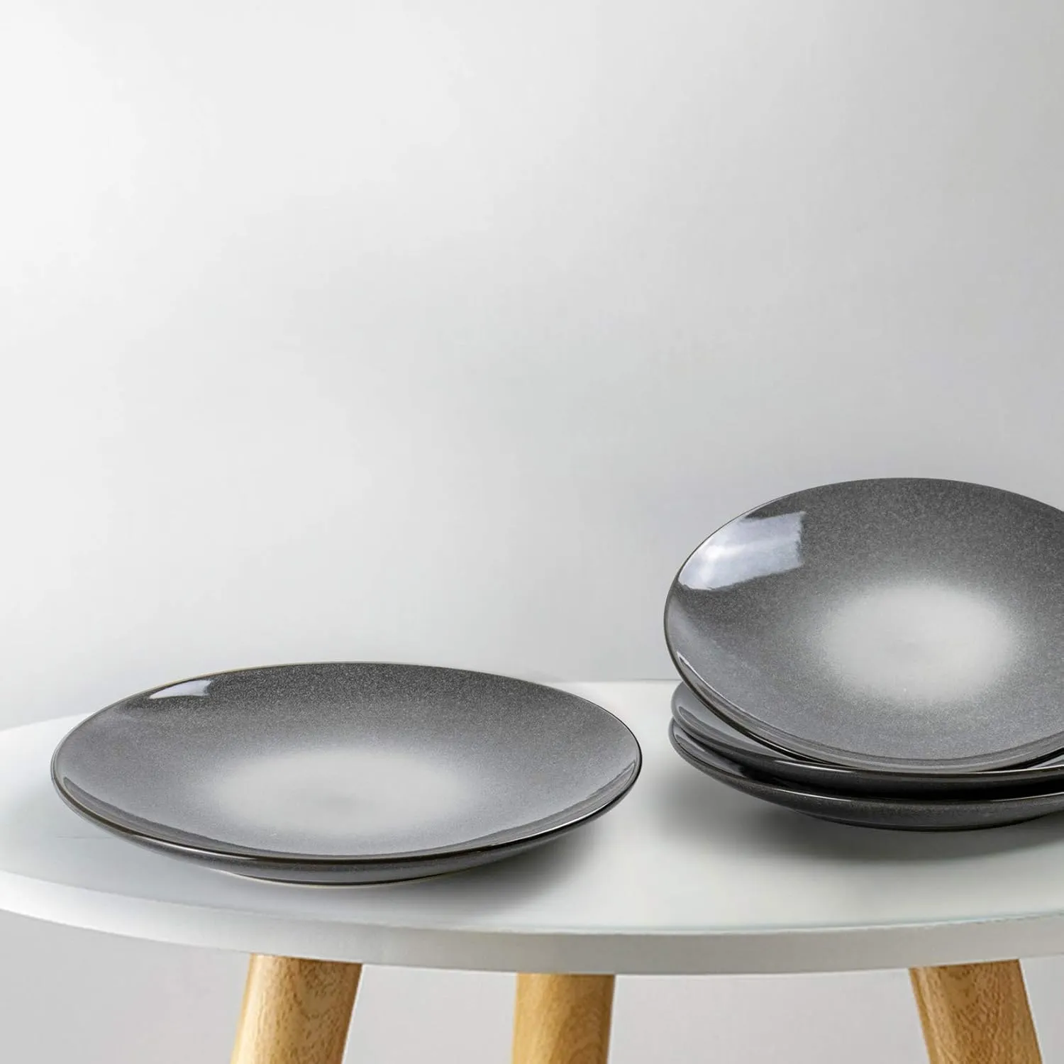 UNICASA Ceramic 10.25 Inch Dinner Plates Set, Porcelain Large Pasta Plate Set of 4, Reactive Glaze Serving Dishes for Steak, Salad, Pizza, Dishwasher & Microwave Safe (Grey)