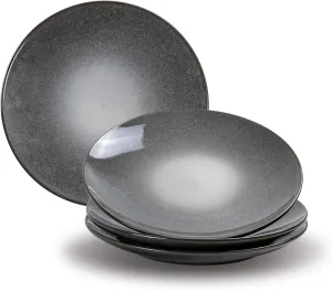 UNICASA Ceramic 10.25 Inch Dinner Plates Set, Porcelain Large Pasta Plate Set of 4, Reactive Glaze Serving Dishes for Steak, Salad, Pizza, Dishwasher & Microwave Safe (Grey)
