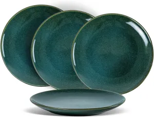 UNICASA Ceramic 10.25 Inch Dinner Plates Set, Porcelain Large Pasta Plate Set of 4, Reactive Glaze Serving Dishes for Steak, Salad, Pizza, Dishwasher & Microwave Safe (Olive)