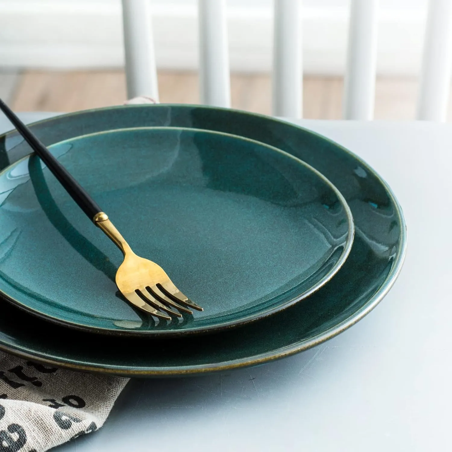 UNICASA Ceramic 10.25 Inch Dinner Plates Set, Porcelain Large Pasta Plate Set of 4, Reactive Glaze Serving Dishes for Steak, Salad, Pizza, Dishwasher & Microwave Safe (Olive)