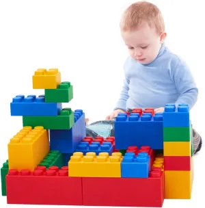 UNiPLAY Giant Plump Toddler Soft Building Blocks - 24-Piece Stacking Set for Early Cognitive Development and Creative Play - Ages 3 Months 