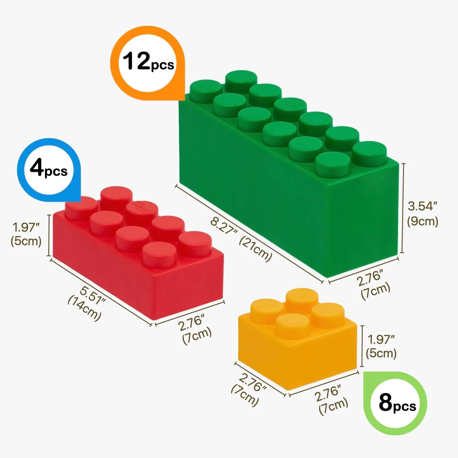 UNiPLAY Giant Plump Toddler Soft Building Blocks - 24-Piece Stacking Set for Early Cognitive Development and Creative Play - Ages 3 Months 
