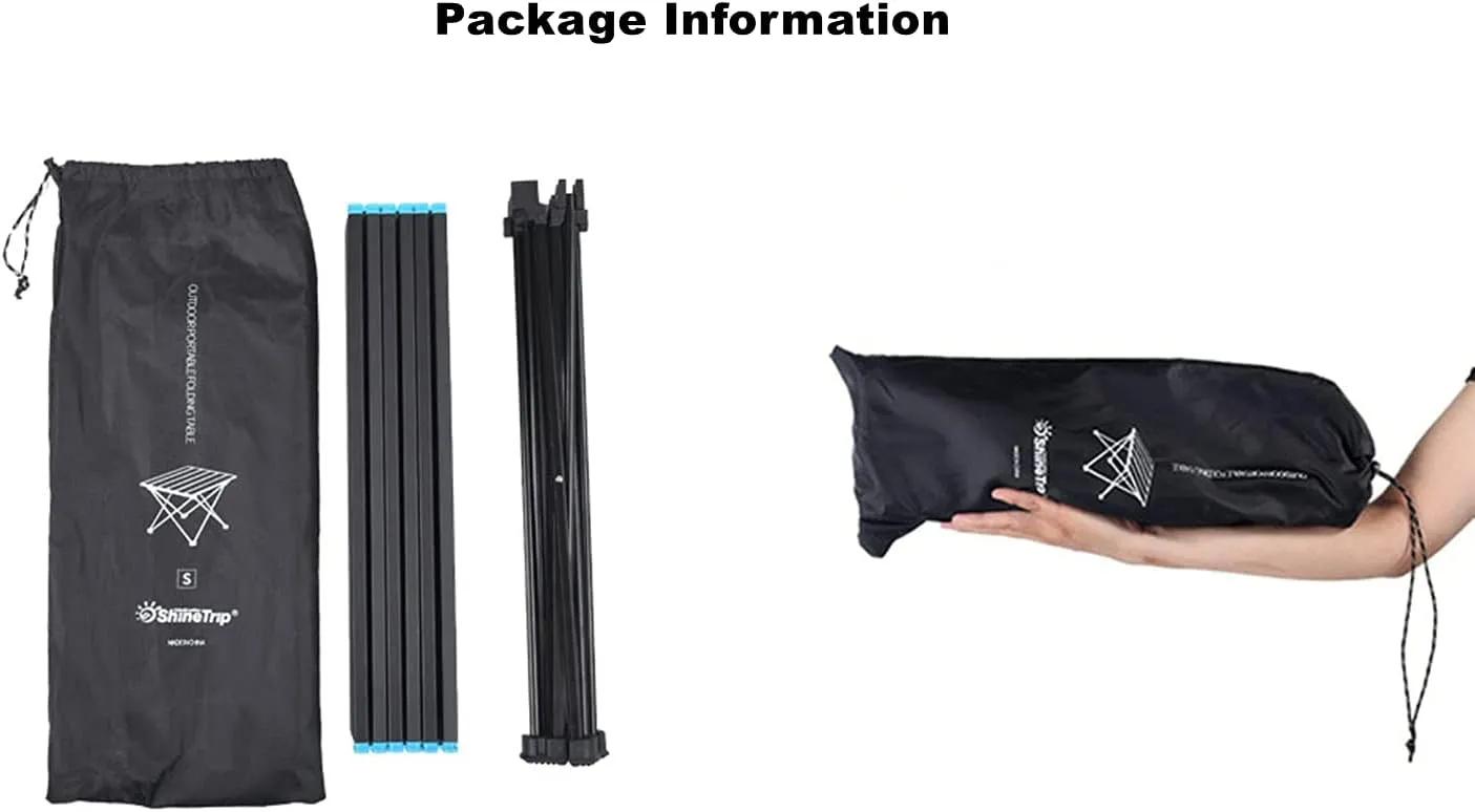 UNISTRENGH Portable Camping Table with Carrying Bag Lightweight Aluminum Alloy Foldable Tabletop for Outdoor Hunting Cooking Picnic BBQ (Small-16.14''L x13.78''W x11.81''H, Black Without Storage Bag)