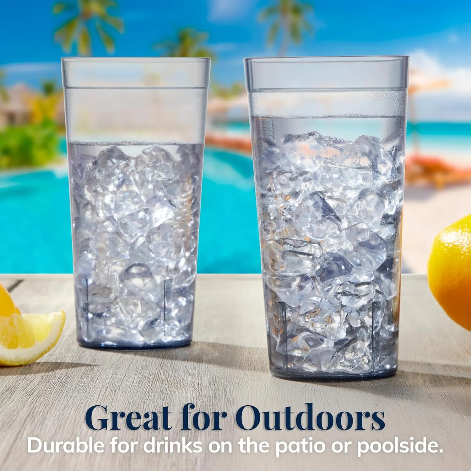 US Acrylic Cafe Plastic Reusable Tumblers (Set of 16) 20-ounce Water Cups in Grey | Value Set of Restaurant Style Drinking Glasses, Stackable, BPA-free, Made in the USA | Top-rack Dishwasher Safe
