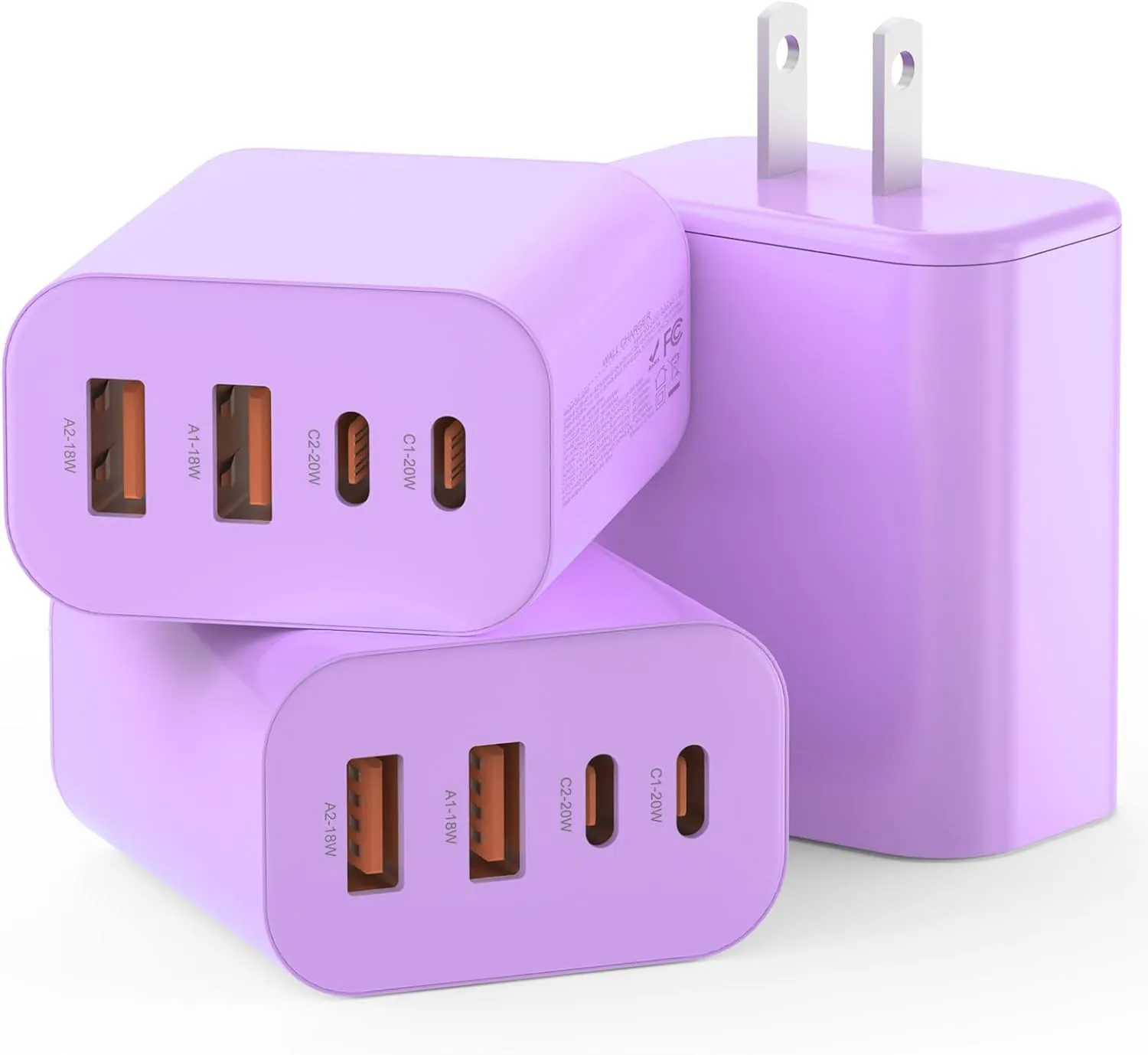 USB C Charger Block,40W USB C Charger Cube,Type C Charging Block,USB Wall Chargers Dual Port PD QC Charging Cube for iPhone 16 15 14 13 12 11 Pro Max XS,iPad, Samsung Phone,Tablet(Purple)