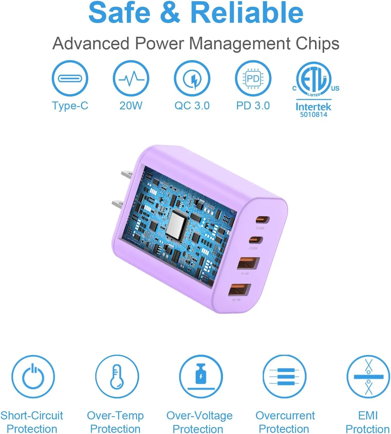 USB C Charger Block,40W USB C Charger Cube,Type C Charging Block,USB Wall Chargers Dual Port PD QC Charging Cube for iPhone 16 15 14 13 12 11 Pro Max XS,iPad, Samsung Phone,Tablet(Purple)