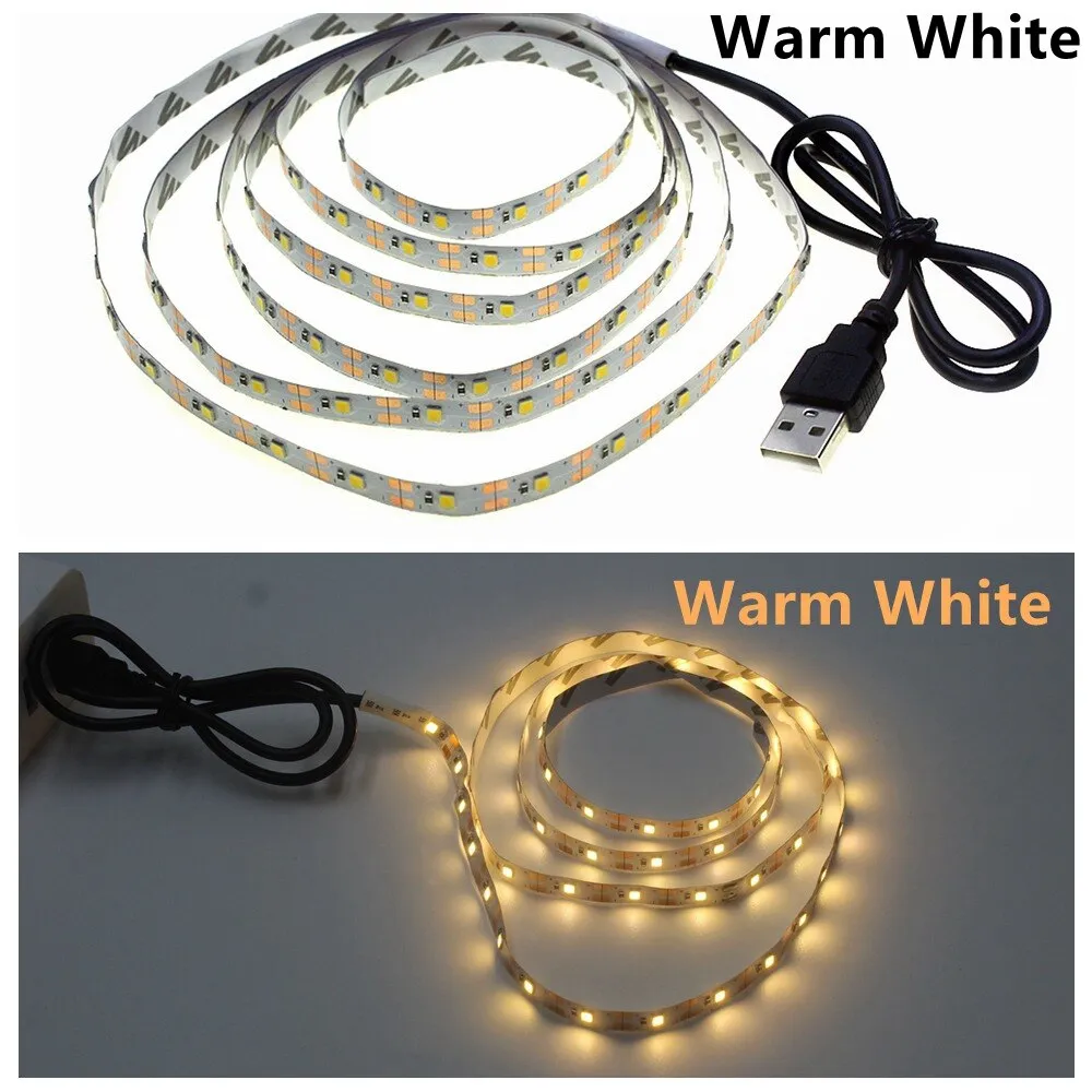 USB LED Strip Lamp 2835SMD DC5V Flexible LED Light Tape Ribbon 1M 2M 3M 4M 5M HDTV TV Desktop Screen Backlight Bias Lighting