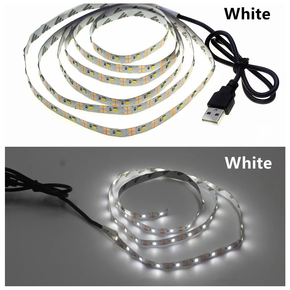 USB LED Strip Lamp 2835SMD DC5V Flexible LED Light Tape Ribbon 1M 2M 3M 4M 5M HDTV TV Desktop Screen Backlight Bias Lighting