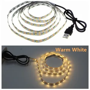 USB LED Strip Lamp 2835SMD DC5V Flexible LED Light Tape Ribbon 1M 2M 3M 4M 5M HDTV TV Desktop Screen Backlight Bias Lighting