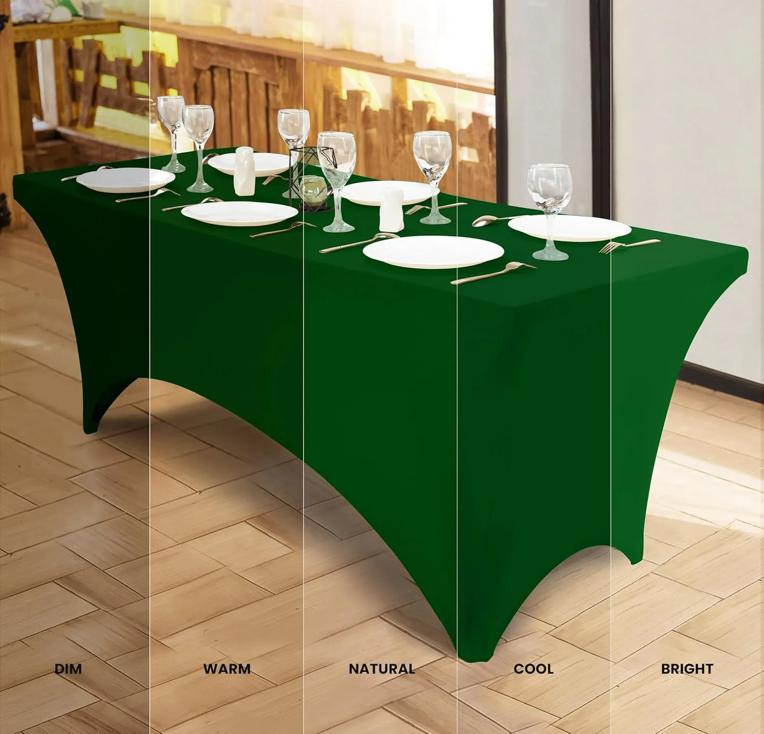 Utopia Kitchen Spandex Tablecloth 2 Pack [6FT, Emerald Green] Tight, Fitted, Washable and Wrinkle Resistant Stretch Rectangular Patio Table Cover for Event, Wedding & Parties [72Lx30Wx30H Inch]