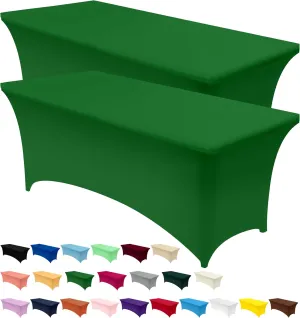 Utopia Kitchen Spandex Tablecloth 2 Pack [6FT, Emerald Green] Tight, Fitted, Washable and Wrinkle Resistant Stretch Rectangular Patio Table Cover for Event, Wedding & Parties [72Lx30Wx30H Inch]