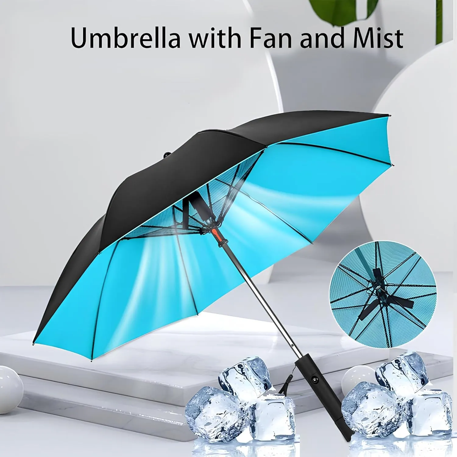 Uv Umbrella with Fan and Mister Spray, New 3 in 1 Sports Umbrella For Sun, USB Rechargeable Shade Umbrella for Golfing Patio Umbrellas Clearance, Beach Trip Essentials