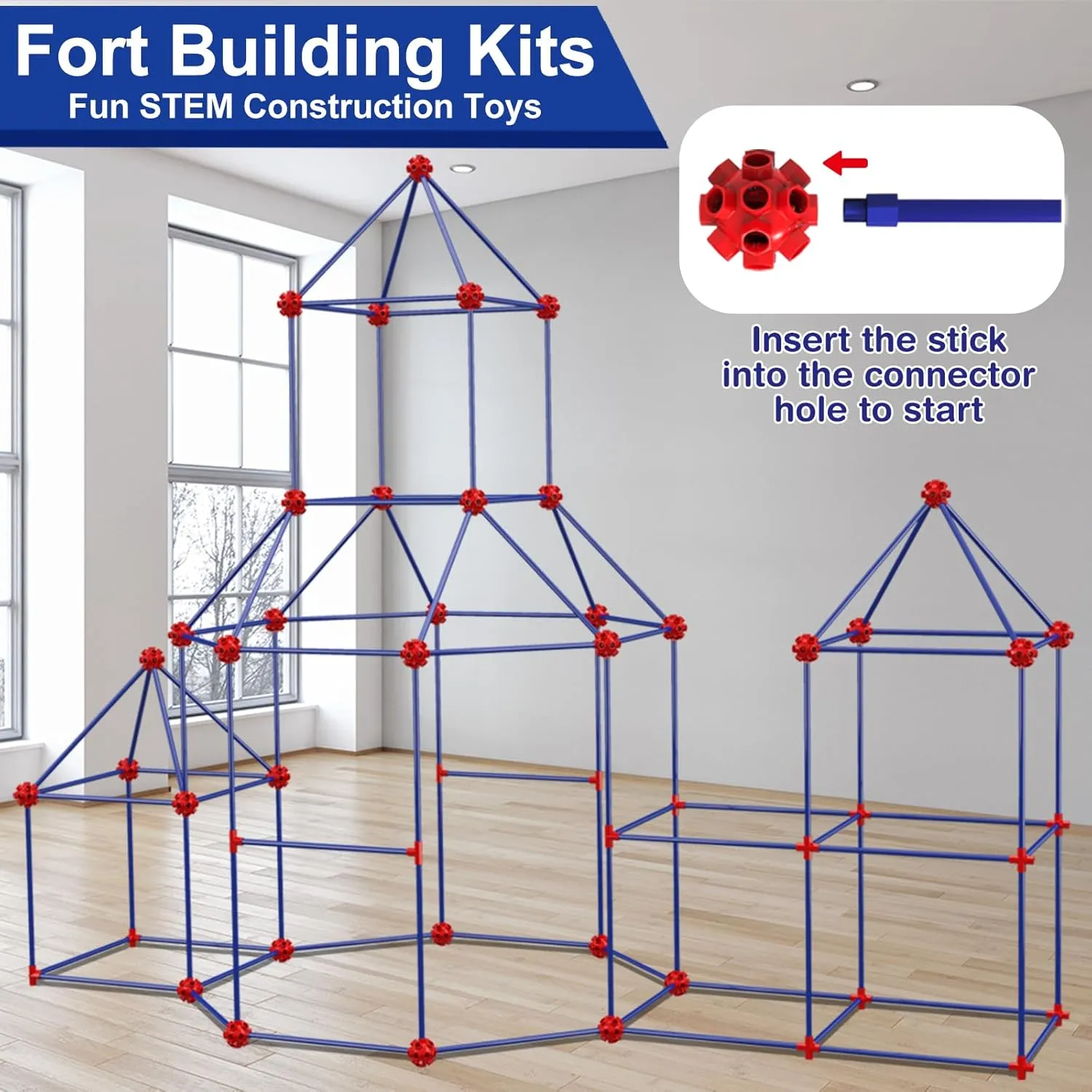 V-Opitos 180 Pack Fort Building Kits for Kids Age 4, 5, 6, 7, 8  Years Old, Creative STEM Building Toys for DIY Castles, Tunnels, Play Tent, Ideal Christmas, Birthday Gifts for Boys & Girls