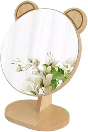 Vanity Makeup Mirror Simple Wooden Makeup Mirror Home Desktop Foldable Vanity Mirror Office Small Portable Desktop Mirror Table Desk Vanity Makeup Mirror(Size:B)