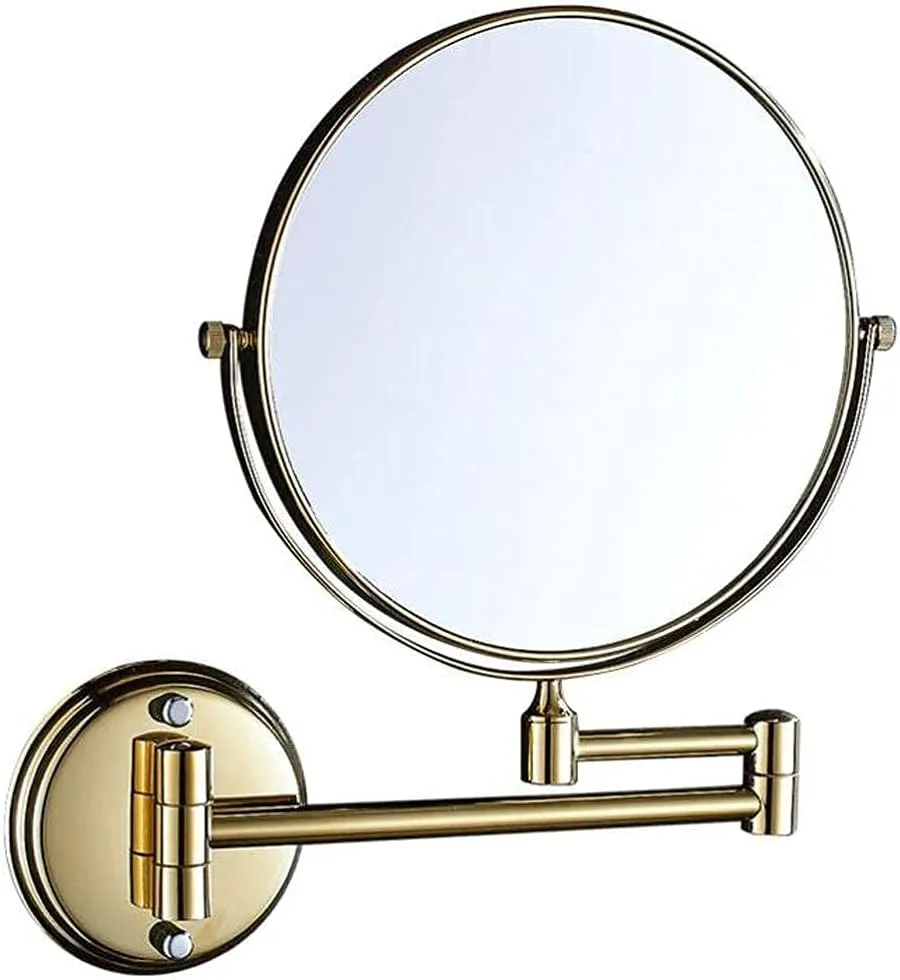 Vanity Mirror,Makeup Mirror Vanity Mirror Bathroom Makeup Mirror,Copper Vanity Mirror Rotating Beauty Mirror Double-Sided 3X Magnification Wall Mounted Mirror Cosmetic Mirror