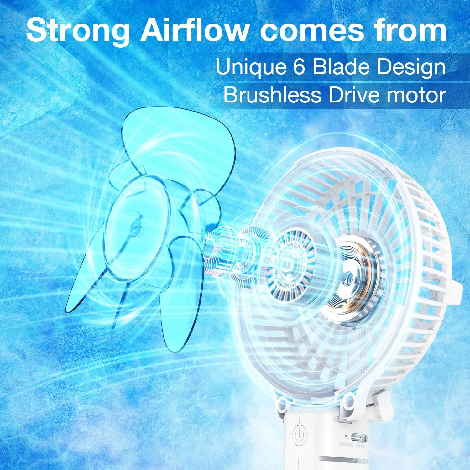 VersionTECH. Portable Handheld Fan, Powerful Durable 4000mAh 180° Foldable, Mini Table Fans with USB Rechargeable Battery Operated Cooling Accessories for Personal Use, Travel, Office White