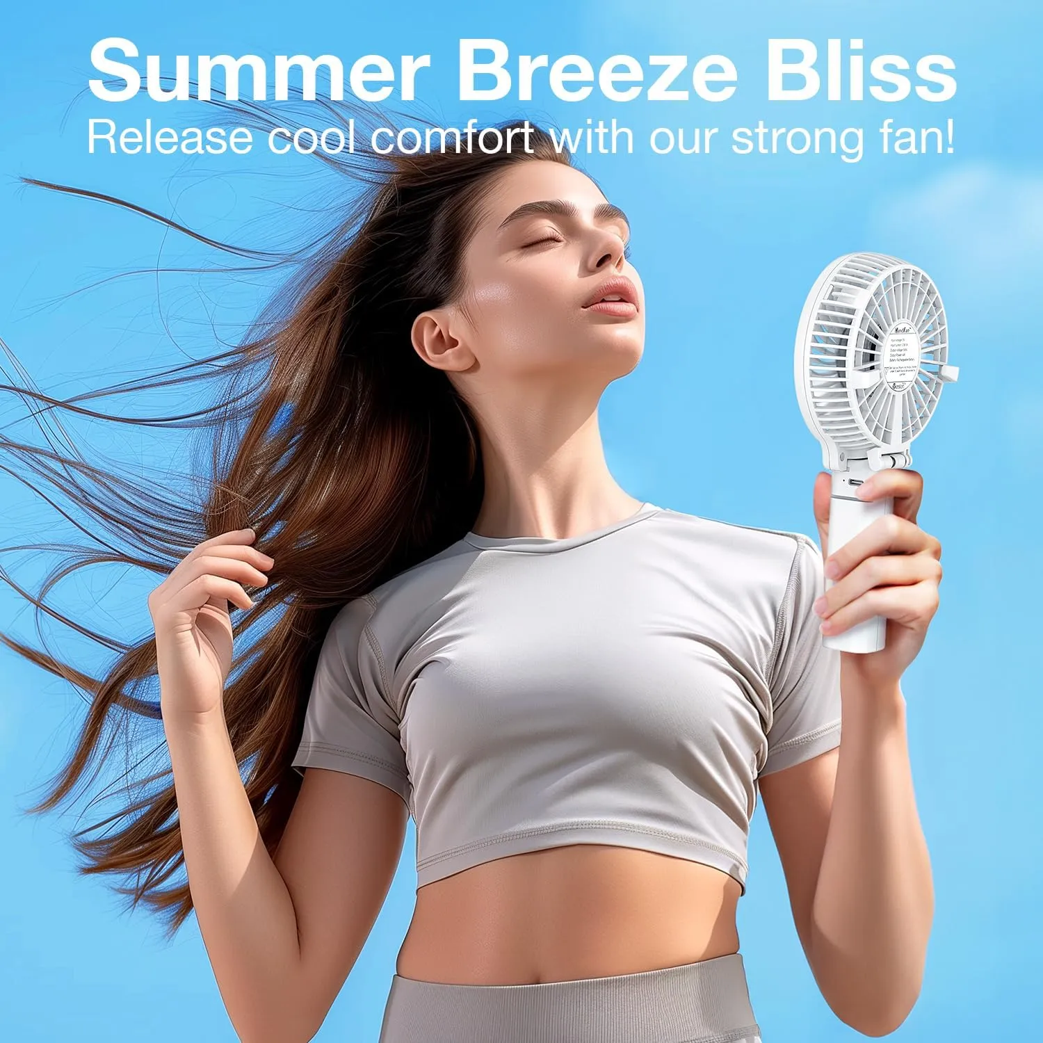 VersionTECH. Portable Handheld Fan, Powerful Durable 4000mAh 180° Foldable, Mini Table Fans with USB Rechargeable Battery Operated Cooling Accessories for Personal Use, Travel, Office White