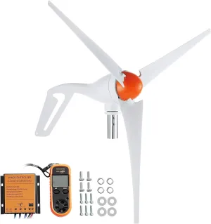 VEVOR 500W Wind Turbine Generator with Anemometer, 12V Wind Turbine Kit, 3-Blade Wind Power Generator, MPPT Controller & Adjustable Windward Direction, Suitable for Home, Farm, RVs, Boats
